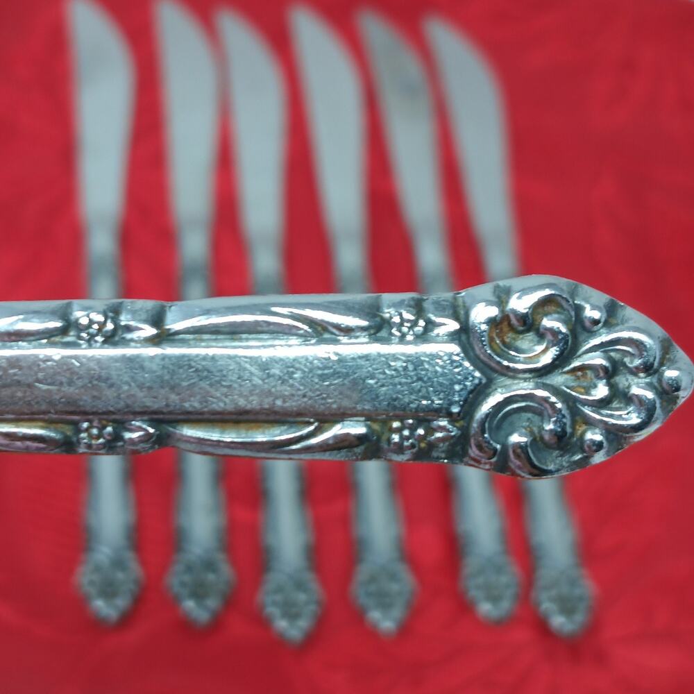 7X BK EKCO Eterna Mary Ellen Butter Dinner Knives Japan Stainless Flatware MCM